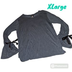 Hippie Chic Long Sleeve Bell Sleeve Ribbon Blue Light Weight Women XLarge